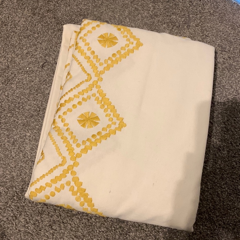 Yellow Embroidered Curtains with Brown Accents